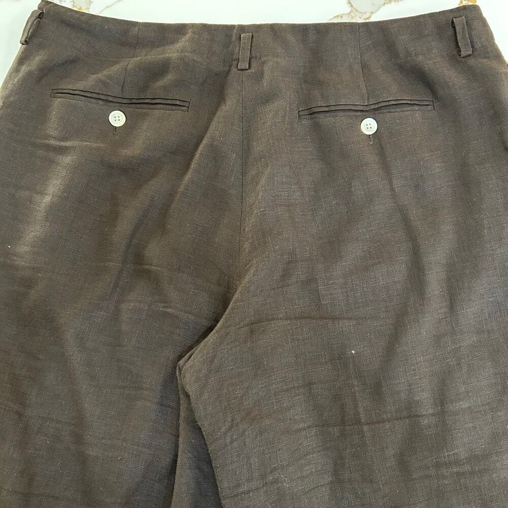 Lauren Ralph Lauren Linen Wide Leg Pants Brown Flat Front Trouser Women 12 - Picture 6 of 8